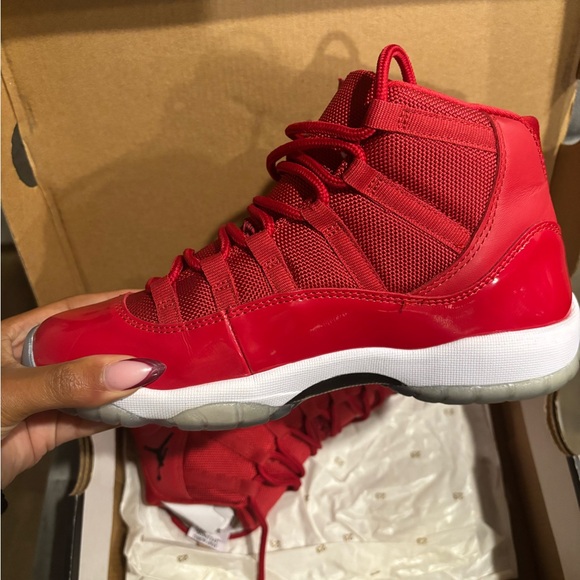 Red black and white Air Jordan 11 retro 6 1/2 youth. Only worn once. - Picture 2 of 4